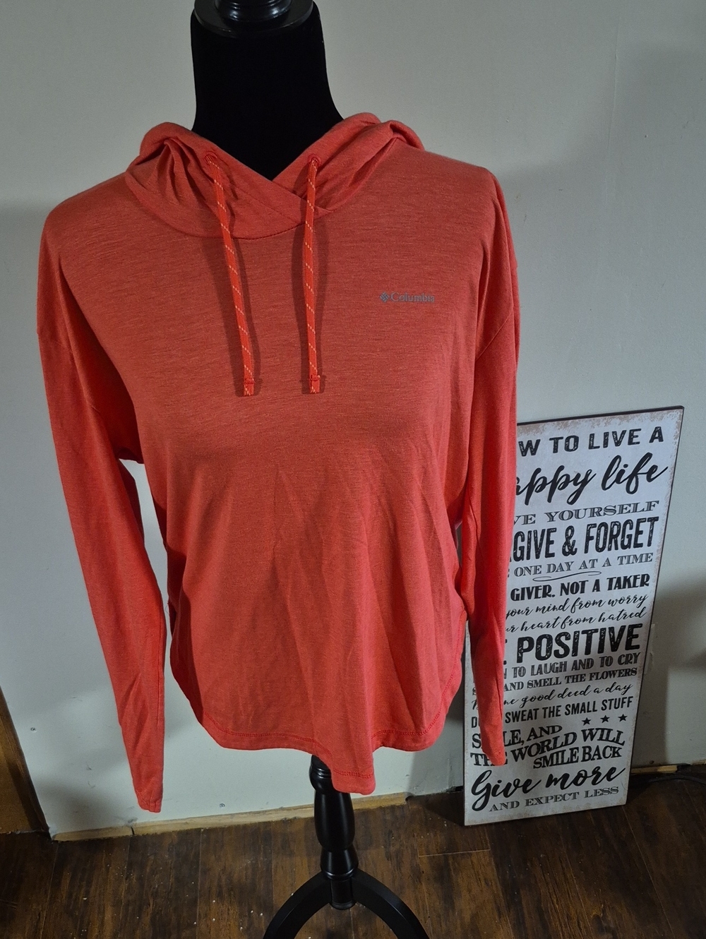 COLUMBIA Tangerine Hooded  Long Sleeve Tshirt Ladies Size Large